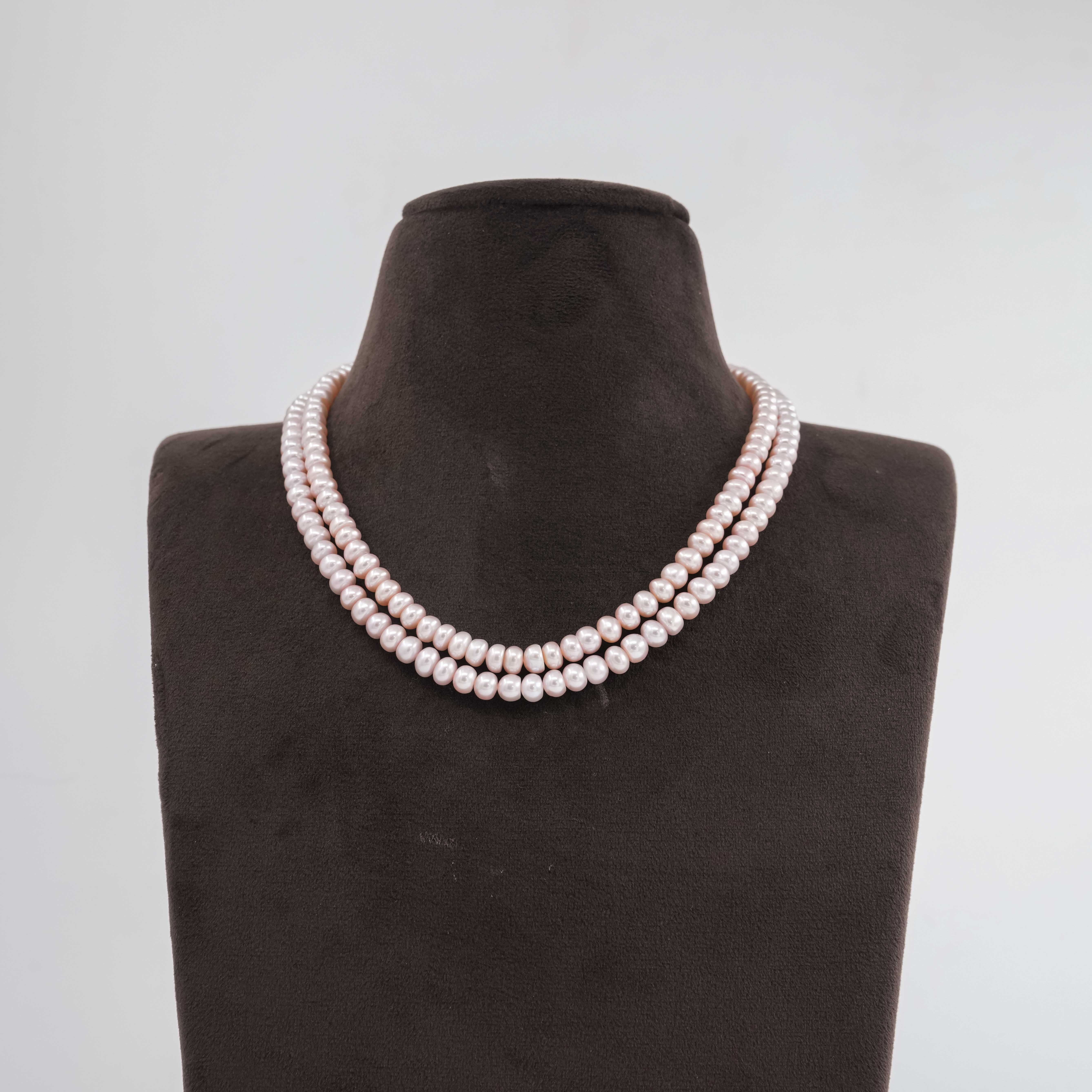 Elegant Double Line Pearl Necklace